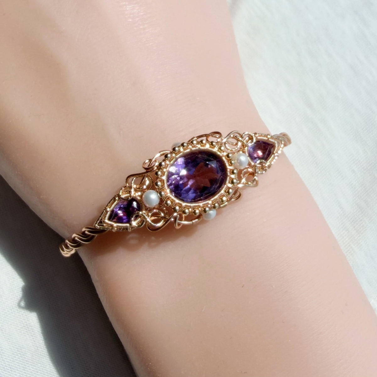 Handmade Amethyst Bracelet - Wire Wire Jewelry