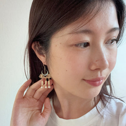 [Gladiator] Handmade Mother Of Pearl Earrings - Wire Wrapped Jewelry
