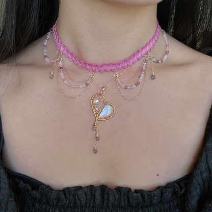 Handmade Moonstone Necklace - Wire Wrapped Jewelry