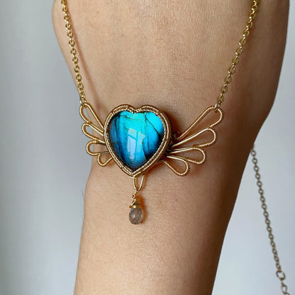 Handmade Heart Labradorite Necklace - Wire Wrapped Jewelry