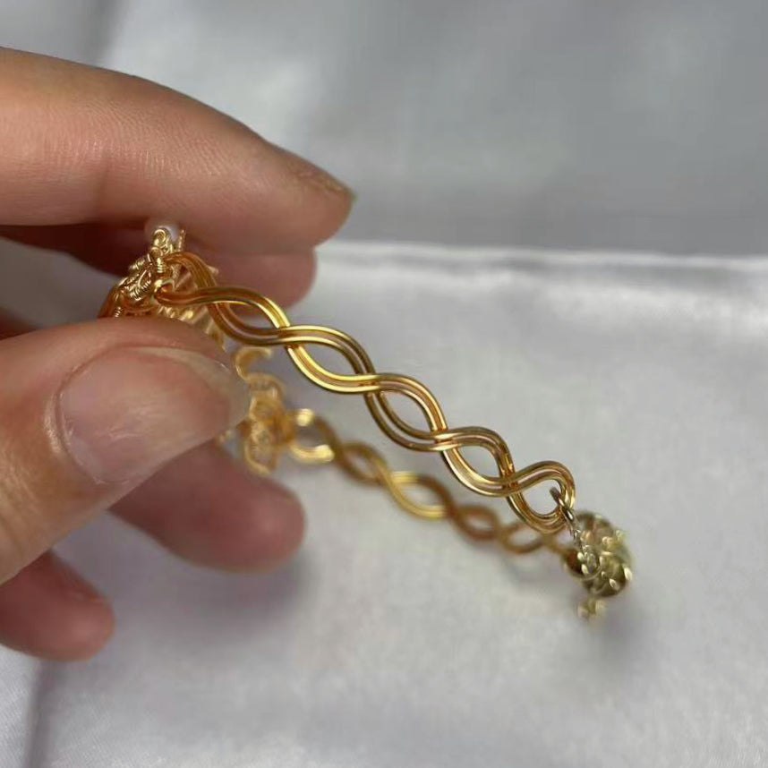 [Rose] Handmade Moonstone Bracelet - Wire Wrapped Jewelry