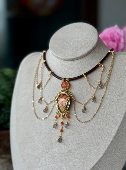 Handmade Orange Labradorite Necklace