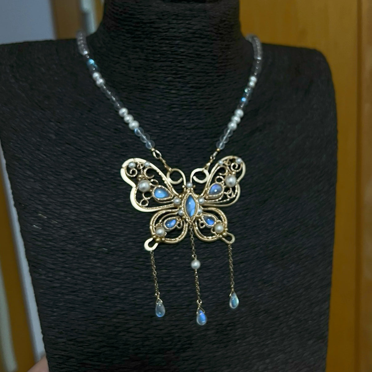 Elegant Handmade Moonstone Butterfly Necklace - Wire Wrapped Jewelry