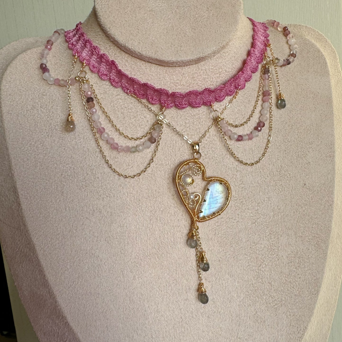 Handmade Moonstone Necklace - Wire Wrapped Jewelry