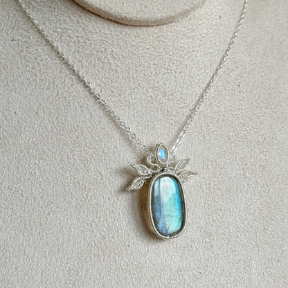 Handmade Leaves And Labradorite Necklace - Wire Wrapped Jewelry