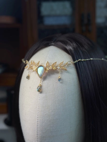[Forest Daydreams] Handmade Labradorite Headpiece & Necklace - Wire Wrapped Jewelry