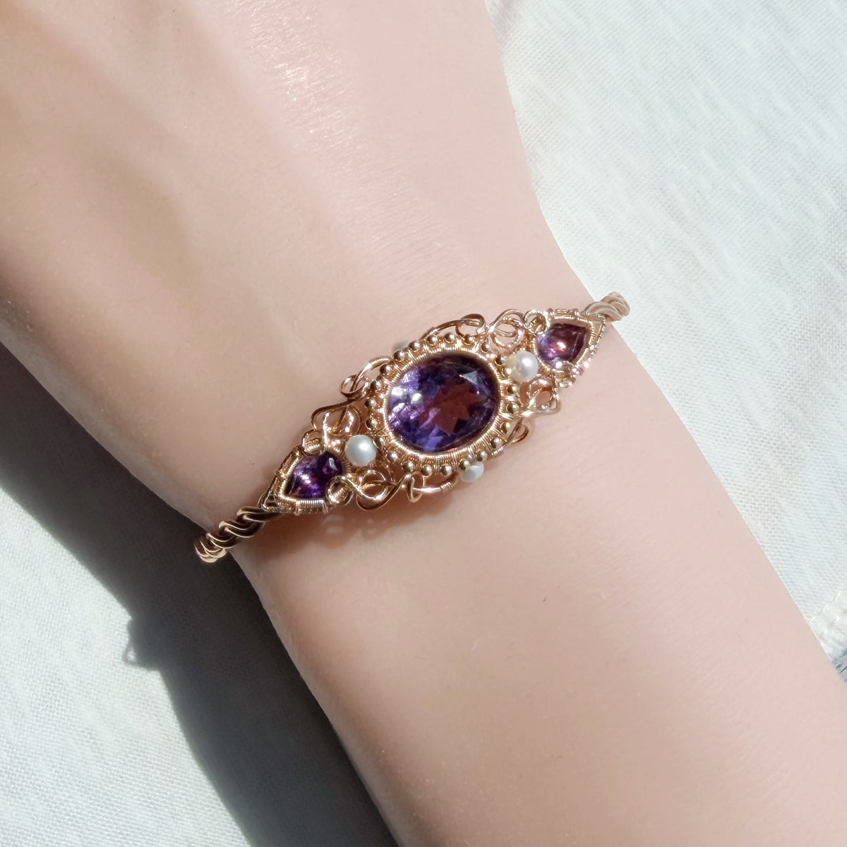 Handmade Amethyst Bracelet - Wire Wire Jewelry