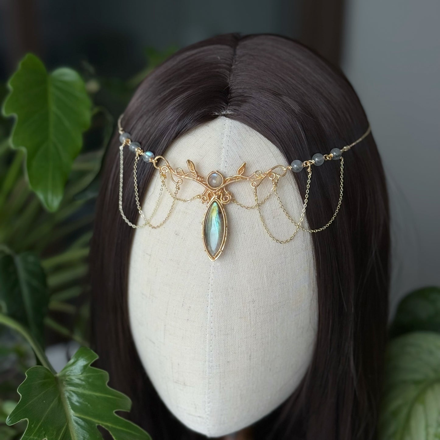 Handmade Labradorite Tiara/Necklace ( Convertible) - Wire Wrapped Jewelry