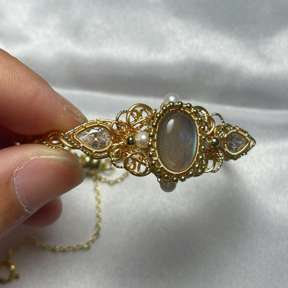 Handmade Grey Labradorite Bracelet - Wire Wrapped Jewelry