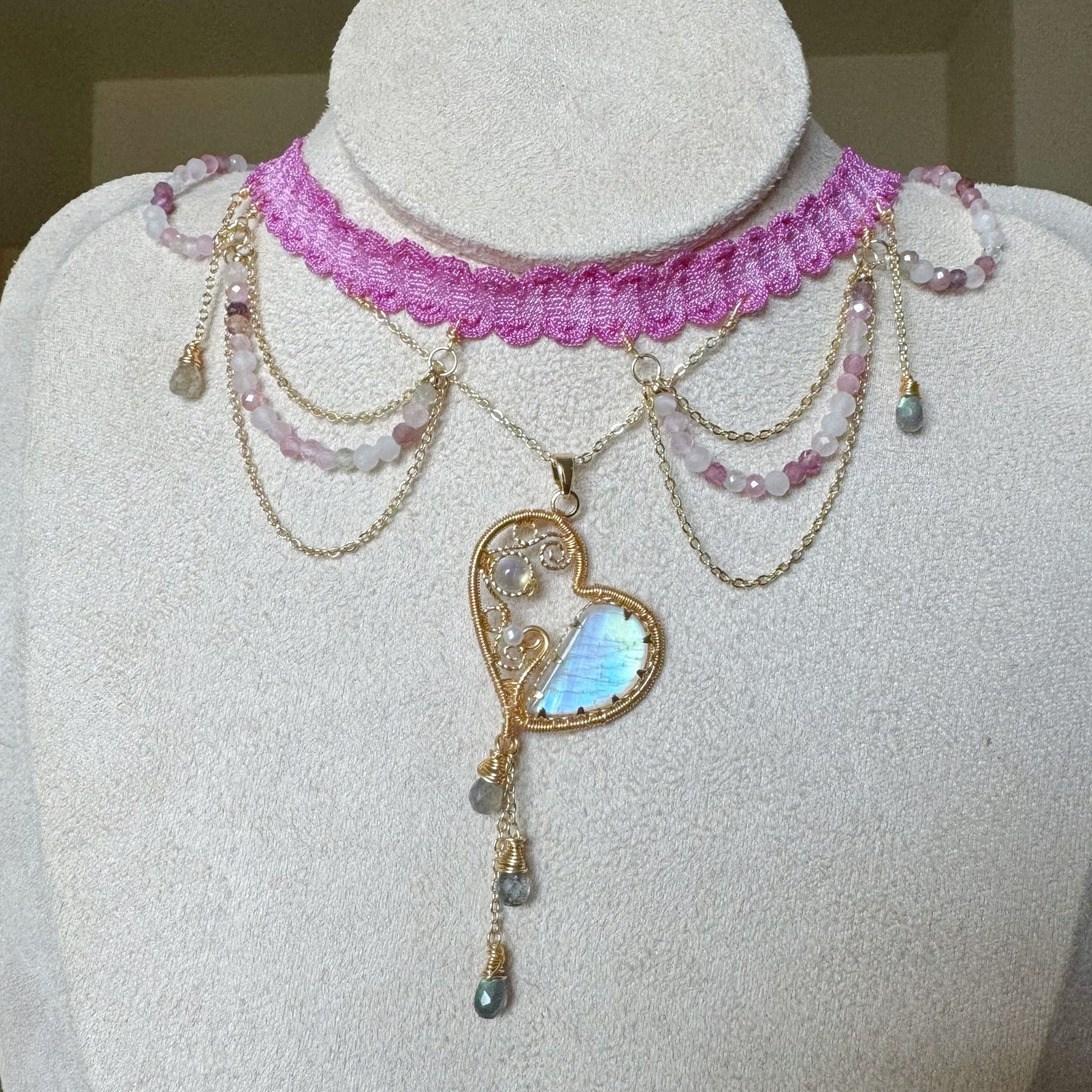 Handmade Moonstone Necklace - Wire Wrapped Jewelry