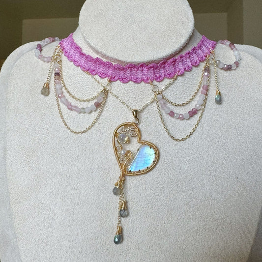 Handmade Moonstone Necklace - Wire Wrapped Jewelry