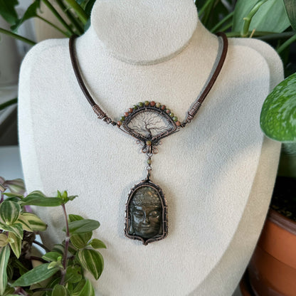 Handmade Gold Buddha Necklace - Wire Wrapped Jewelry