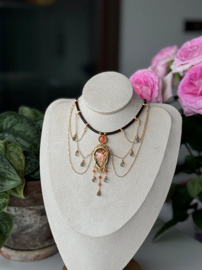 Handmade Orange Labradorite Necklace