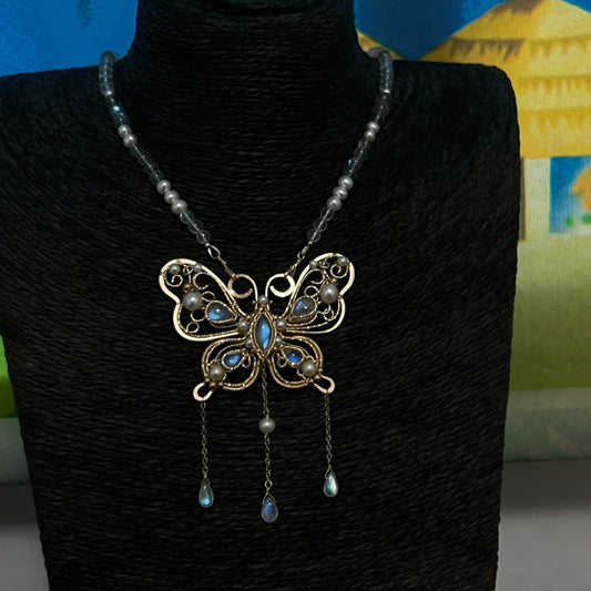 Elegant Handmade Moonstone Butterfly Necklace - Wire Wrapped Jewelry