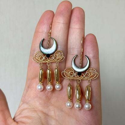 [Gladiator] Handmade Mother Of Pearl Earrings - Wire Wrapped Jewelry