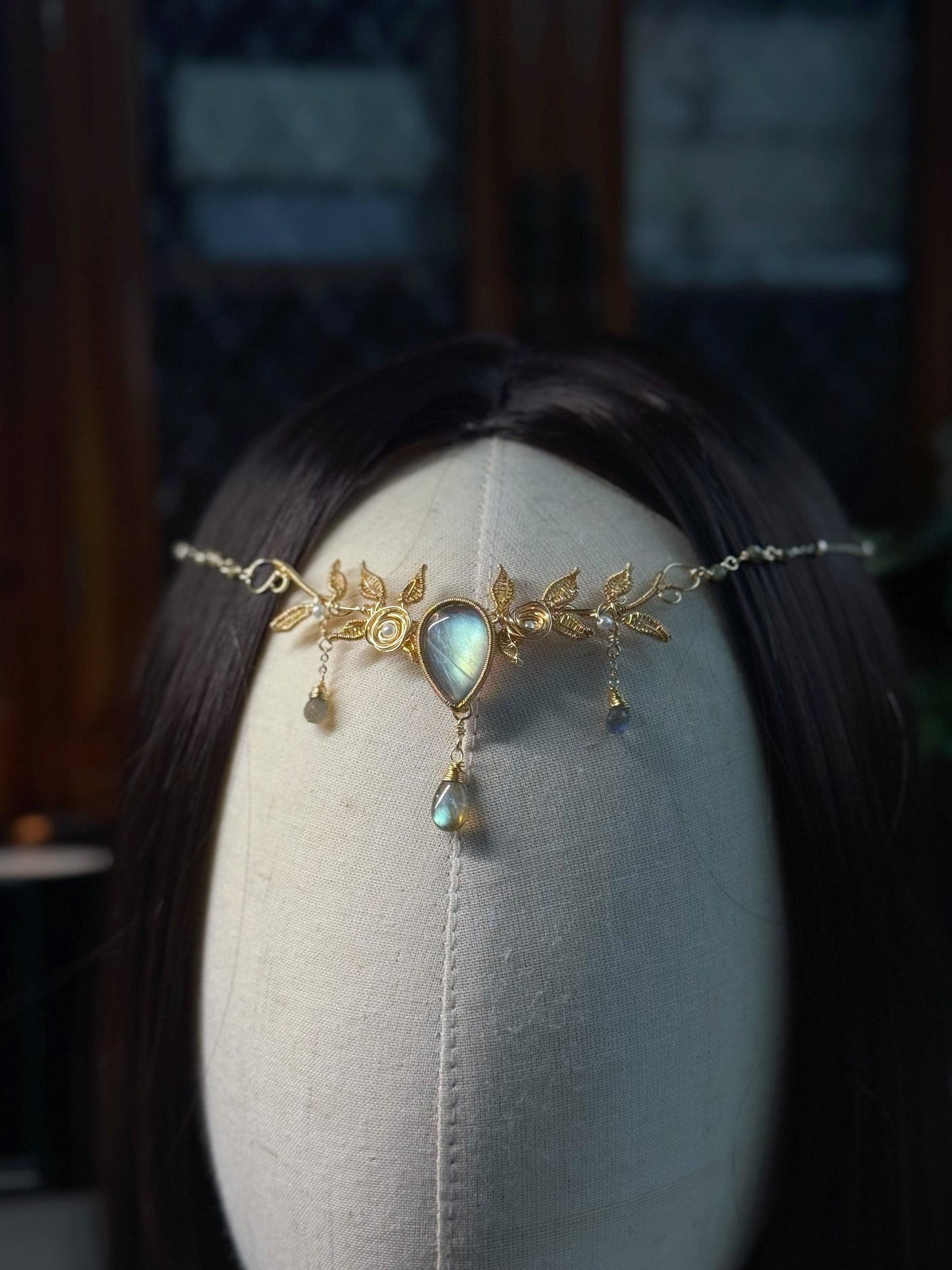 [Forest Daydreams] Handmade Labradorite Headpiece & Necklace - Wire Wrapped Jewelry