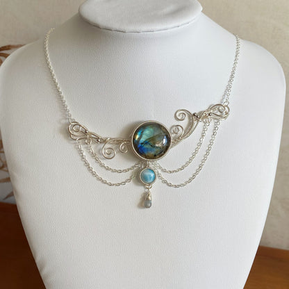 Handmade Ocean Waves Necklace - Wire Wrapped Jewelry