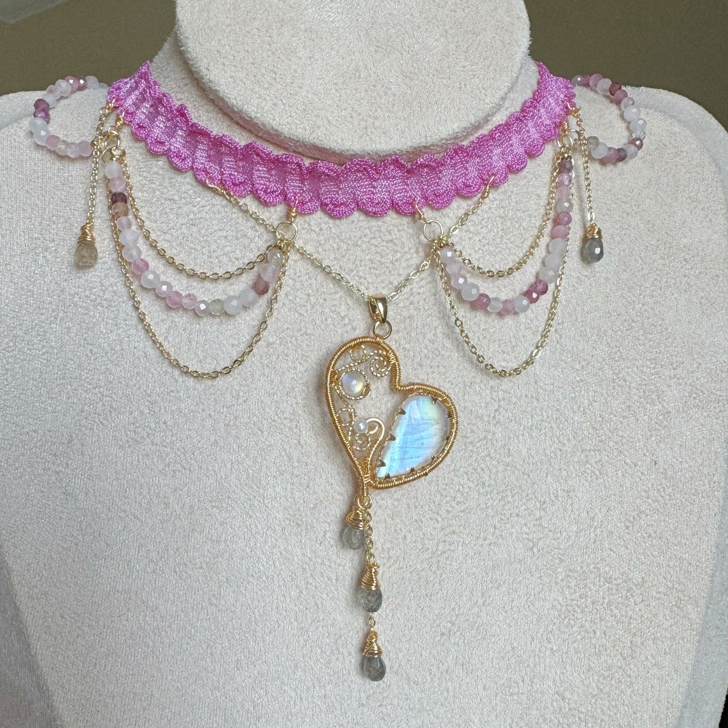 Handmade Moonstone Necklace - Wire Wrapped Jewelry