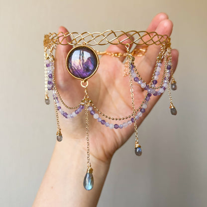 Handmade Purple Labradorite Choker - Wire Wrapped Jewelry