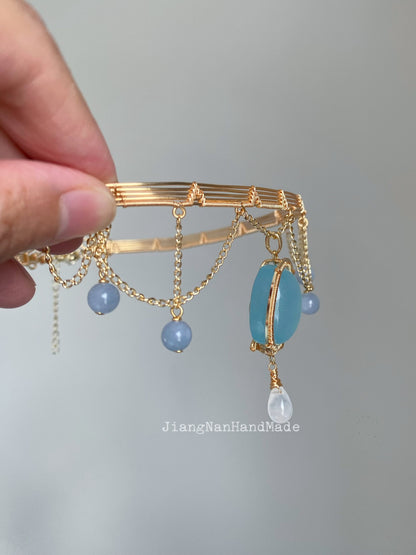 Handmade Aquamarine Choker - Wire Wrapped Jewelry