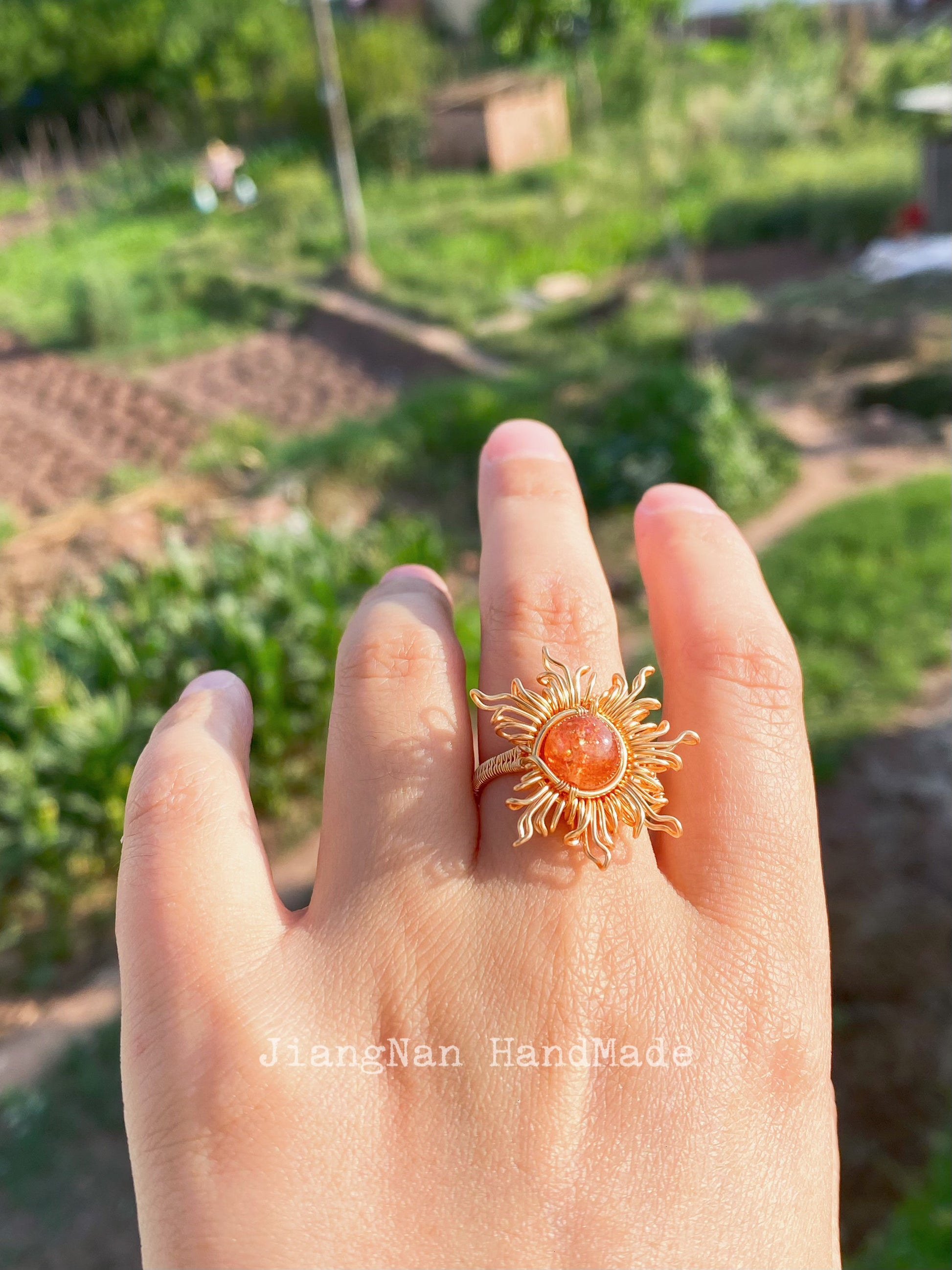 Handmade Magic Sun Ring, Open Ring - Wire Wrapped Jewelry