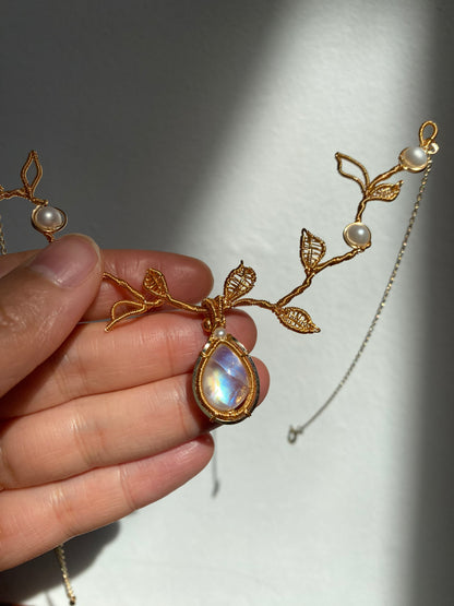 Spring Is Coimg Moonstone Necklace -Wire Wrapped Jewelry With 14K Gold Filled 