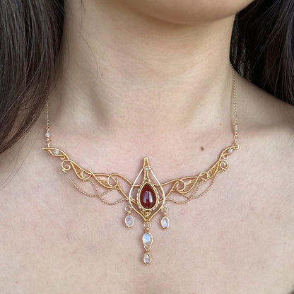 Handmade Garnet Necklace - Wire Wrapped Jewelry
